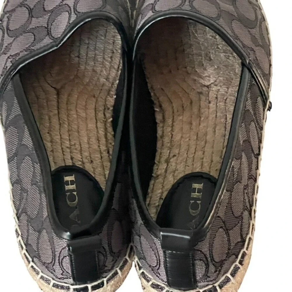 Coach Codi Signature Jacquard Espadrille Flats Black 8.5B w/ Box